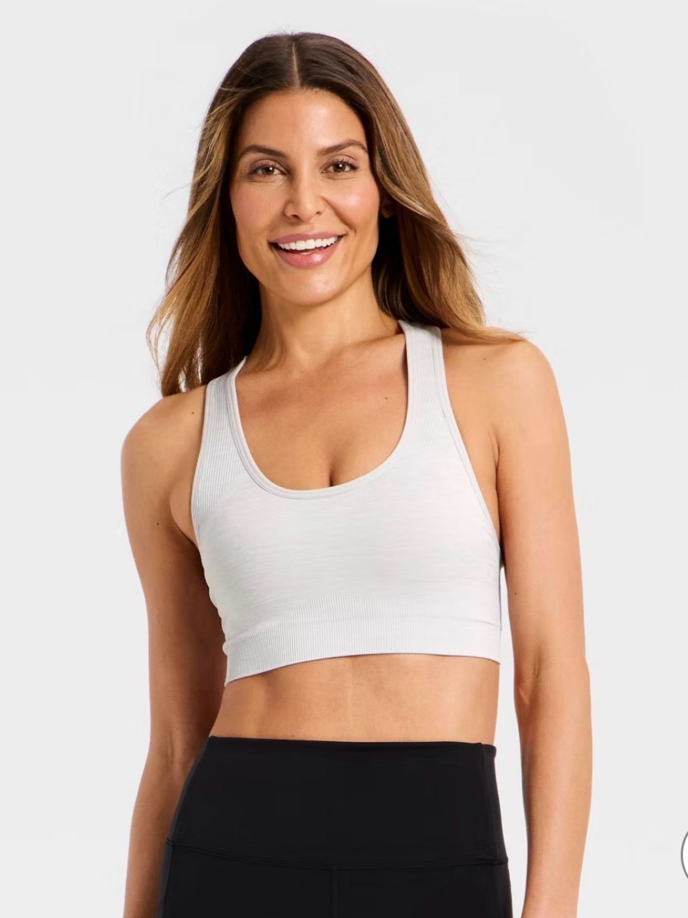 Seamless Gray Ribbed Scoop Sports Bra Size Medium *NEW